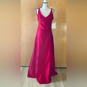 NWOT Sz 10 Dessy Creations Garnet Satin Two Piece Beaded Bridesmaid Formal Dress